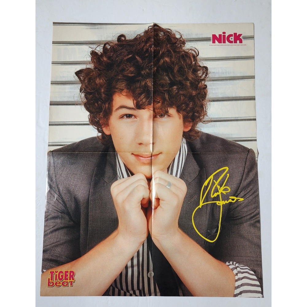 Nick Jonas Demi Lovato facsimile autograph doublesided vtg Poster clipping 20x16